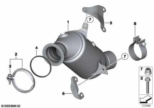 Katalysatorunterstützung in der Nähe des Motors für BMW F10, F11, F12, F13 (OEM 18327605177). Original BMW