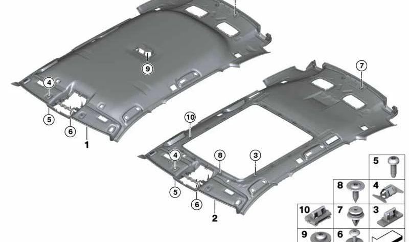 Clip sujeción tapizado techo OEM 51447139333 para BMW E61, F07, F10, F11, F18, F01, F02, F04. Original BMW.