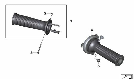 Left fist (without heating) OEM 61317708229 for BMW Motorrad F 700 GS, F 800 GT, F 800 GS, R 1200 RT, R 900 RT. Original replacement BMW Motorrad.