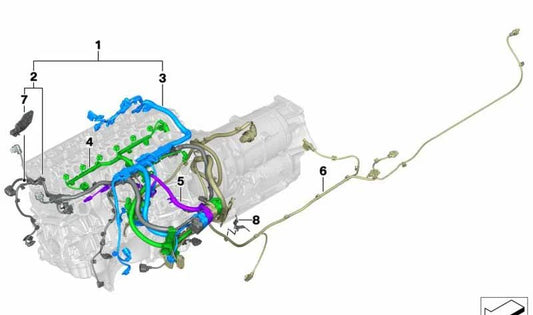 Câble d'alimentation OEM 12518490490 pour la série BMW 8 G16 (840D XDrive) avec moteur B57T. Compatible avec les modèles du 07/2019 à 06/2026. BMW d'origine.