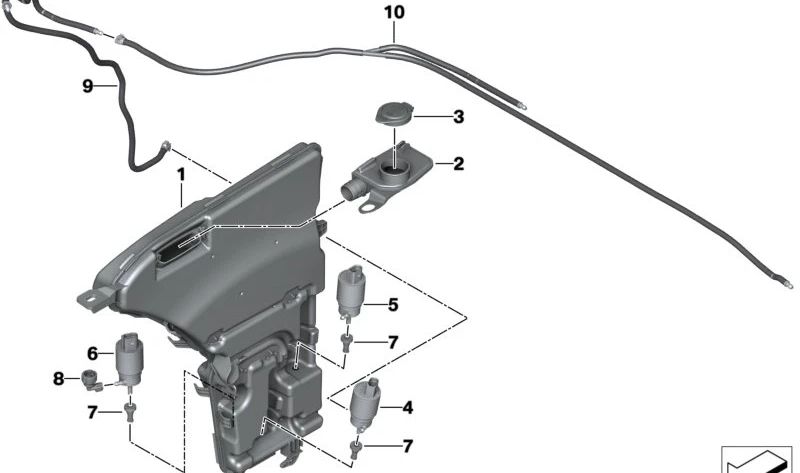 Bomba de agua para limpiaparabrisas OEM 61355A128A2 para BMW G60, G61, G68, G90, G70. Original BMW.