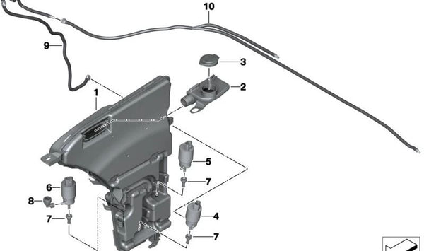 Bomba de agua para limpiaparabrisas OEM 61355A128A2 para BMW G60, G61, G68, G90, G70. Original BMW.