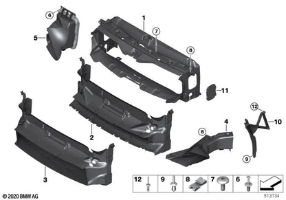 Guía de aire inferior para BMW F32, F33, F36 (OEM 51747290609). Original BMW.