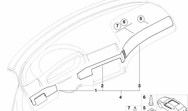 Moldura izquierda del salpicadero OEM 51457009951 para BMW E46. Original BMW.