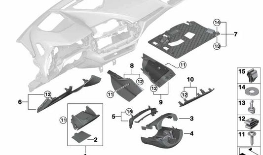 Colonne d'adresse de couverture de séparation pour la série BMW 1 F40, série 2 F44 (OEM 51456823166). BMW d'origine.