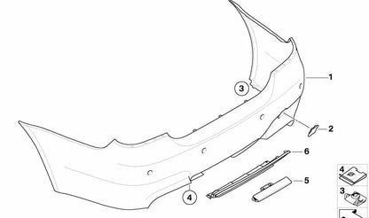 Revestimiento parachoques imprimado trasero para BMW E60 (OEM 51127898113). Original BMW