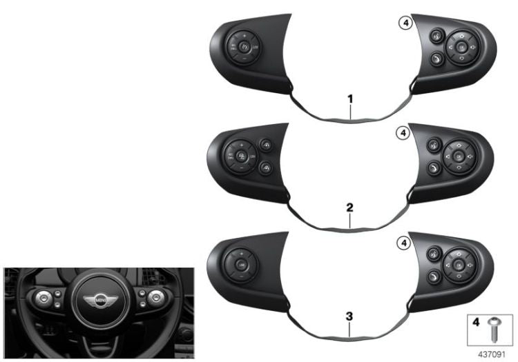 Interruptor de volante multifuncional deportivo OEM 61319360507 para MINI F55, F56. Original MINI.