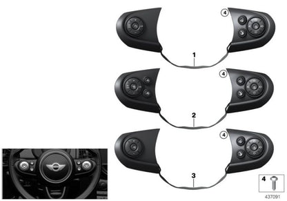 Interruptor de volante multifuncional deportivo OEM 61319360507 para MINI F55, F56. Original MINI.