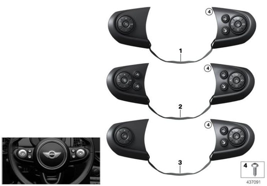 Interruptor de volante multifuncional deportivo OEM 61319361954 para MINI F56, F55. Original MINI.