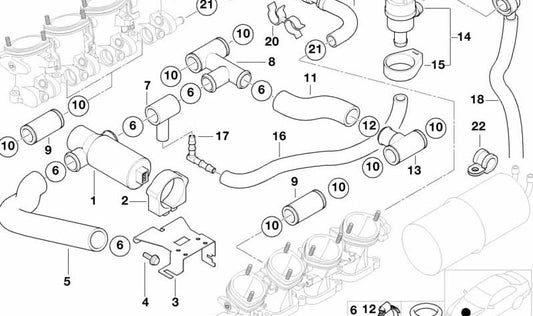 Supporto per tubi per BMW E65, E66, F01, F02, E83, E52 (OEM 13531720219). BMW originale.