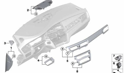 Clip sujeción salpicadero OEM 51457116152 para BMW Serie 1 E81 (modelos 116d, 116i). Compatible con varias versiones entre 2007 y 2011. Recambio original BMW.