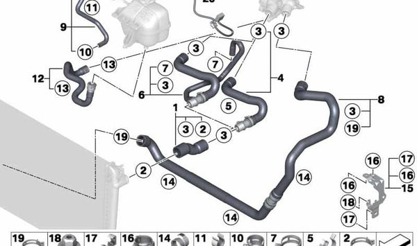 Tubo flexible de ventilación OEM 17129800488 para MINI Countryman R60 y Paceman R61. Original MINI.