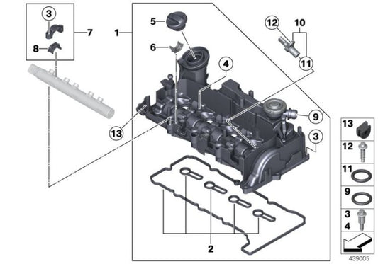 Cubierta de culata OEM 11128589943 para MINI R56 LCI, Clubman R55 LCI, Cabrio R57 LCI, Coupé R58, Roadster R59, Countryman R60, Paceman R61. Original MINI.