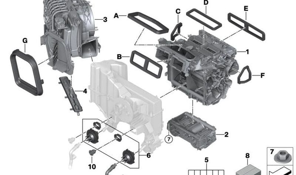 Carcasa superior de distribución OEM 64115A05C29 para BMW I20. Original BMW.
