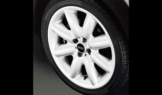 Llanta de aluminio S-Spoke R85 17" Aspen White OEM 36116757859 para MINI R50, R53, R52 Cabrio. Original MINI.