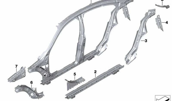 Marco lateral izquierdo central OEM 41219498405 para BMW Serie 2 Gran Coupé F44. Original BMW.