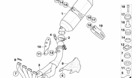 Abrazadera OEM 18217693987 para motos BMW K1200S, K1300S, K1200R, K1300R, K1200GT, K1300GT. Original BMW Motorrad.