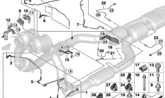 Tuyau moulé pour BMW X5 F95N, G05N, X6 F96N, G06N, X7 G07N, XM G09 (OEM 18305A460D9). BMW d'origine