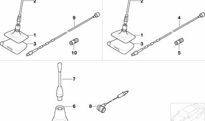 Base de antena de techo para teléfono OEM 84506907084 para BMW E39 520d, 520i (todos los modelos y versiones indicadas). Compatible con red GSM / PCN. Original BMW.