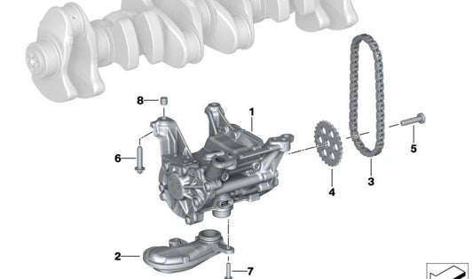 Bomba de óleo OEM 11419895359 para BMW G42, G20, G21, G22, G23, G26, G30, G31, G32, G11, G12, G01, G02, G29. BMW original.
