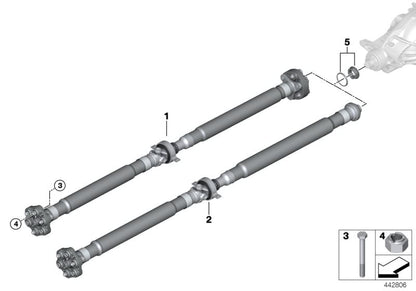 Árbol de transmisión trasero OEM 26108672050 para BMW Serie 7 G11 740i (2015-2019) automático. Original BMW.