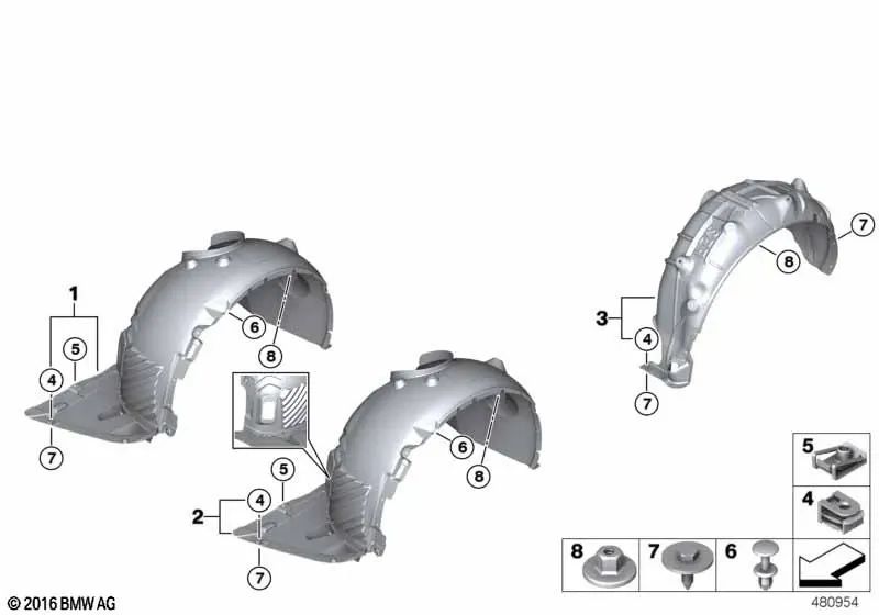 Rechte Vorderradpassage für BMW 1 F52 -Serie (OEM 51718076054). Original BMW