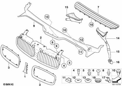 Marco de Rejilla Decorativa delantera para BMW Serie 7 E65, E66, E67 (OEM 51138268325). Original BMW