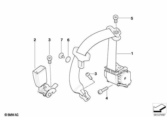 Cinturón superior trasero izquierdo para BMW Serie 3 E93, E93N (OEM 72117158673). Original BMW.