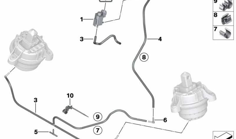 Clip de sujeción para tubo OEM 22116854166 para BMW F30, F30N, F31, F31N, F34, F34N, F32, F32N, F33, F33N, F36, F36N. Original BMW.