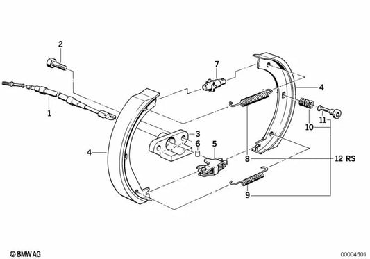 Câble de frein à main 7 E23 (OEM 34411152690). BMW d'origine