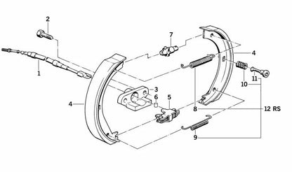 Muelle de retorno freno de mano OEM 34411151641 para BMW E24 (628CSi, 635CSi) y E23 (modelos compatibles). Original BMW.