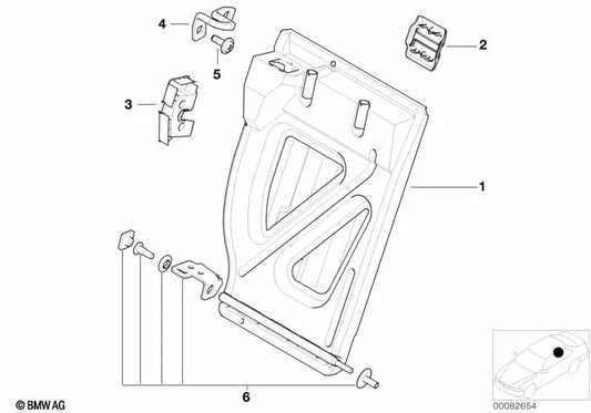 Juego de fijación para asiento trasero OEM 52208267042 para BMW Serie 3 E46 (316i, 318d) y más. Original BMW.