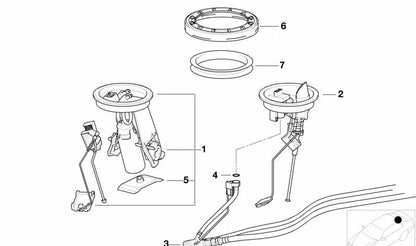 Bomba de combustible derecha OEM 16142228038 para BMW E36. Repuesto original BMW.