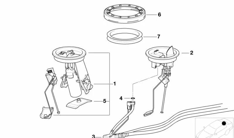 Sensor de nivel de combustible izquierdo OEM 16146758734 para BMW E36. Original BMW.