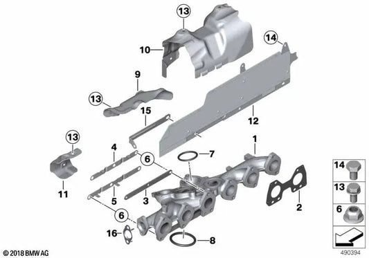 Escudo térmico para BMW F10, F11, G30N, G31N, F01N, F02N, E70N, F15, E71, F16 (OEM 11128511646). BMW originais.