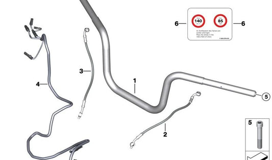 Tubo flexible de freno OEM 77227923460 para BMW Motorrad R 18, R 18 Classic. Original BMW Motorrad.