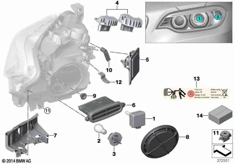 Headlight control module for BMW F22, F23, F87 (OEM 63117363090). Genuine BMW