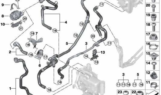 Manguera de retorno del refrigerante OEM 64216821660 para BMW G07. Original BMW.