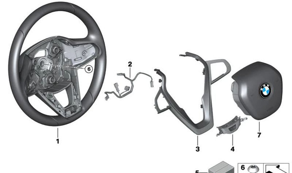 Embellecedor para volante OEM 32307950712 para BMW F40, F44, G20, G21. Original BMW.
