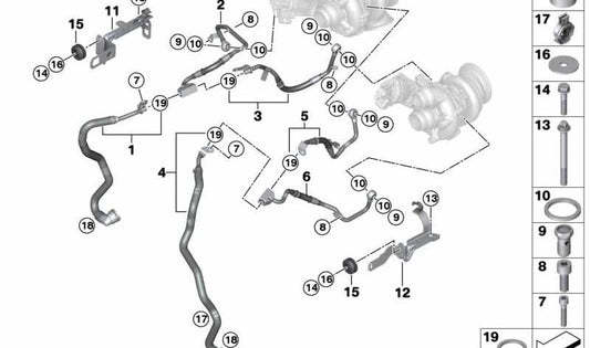 ORM OEM 11539896372 para BMW G30, G11, G12, G14, G15, G16, G05, G06, G07. BMW original.