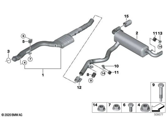 Silenciador traseiro para BMW G20, G20N, G22, G23, G26 (OEM 18308599487). BMW original