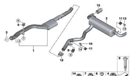 Junta de escape OEM 18308572007 para BMW F30, F31, F34, G20, G21, F32, F33, F36, G22, G23, G26, F07, F10, F11, G30, G31, G32, F01, F02, G11, G12, G14, G15, G16, G01, G02, G05, G06, G07. Original BMW.