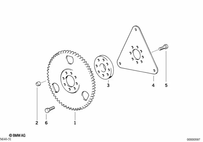 Volante do motor para BMW Série 3 E36, E46 Série 5 E34, E39, E60, E61 Série 7 E38 X3 E83 Z4 E85 (OEM 11221717383). BMW original