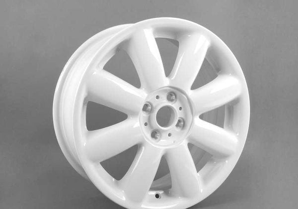 Llanta de aluminio Crown Spoke 104 Aspen White 17" OEM 36116769412 para MINI R50, R53, R56, Clubman R55, Cabrio R52, R57... y más. Original MINI.