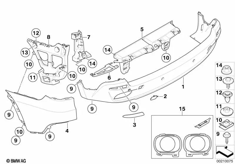 Heck -Stoßstangenreparaturkit für BMW X5 E70 (OEM 51127154094). Original BMW