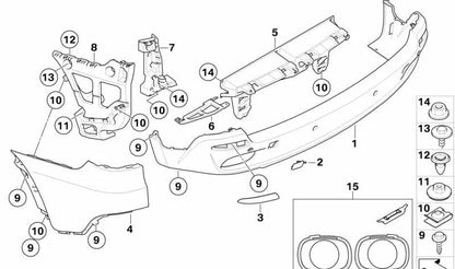 Tapa gancho de remolque izquierda para BMW X5 E70 (OEM 51127158447). Original BMW