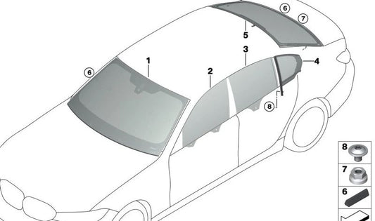 Porte arrière gauche pour la série BMW 3 G28, G28N (OEM 51358499259). BMW d'origine.
