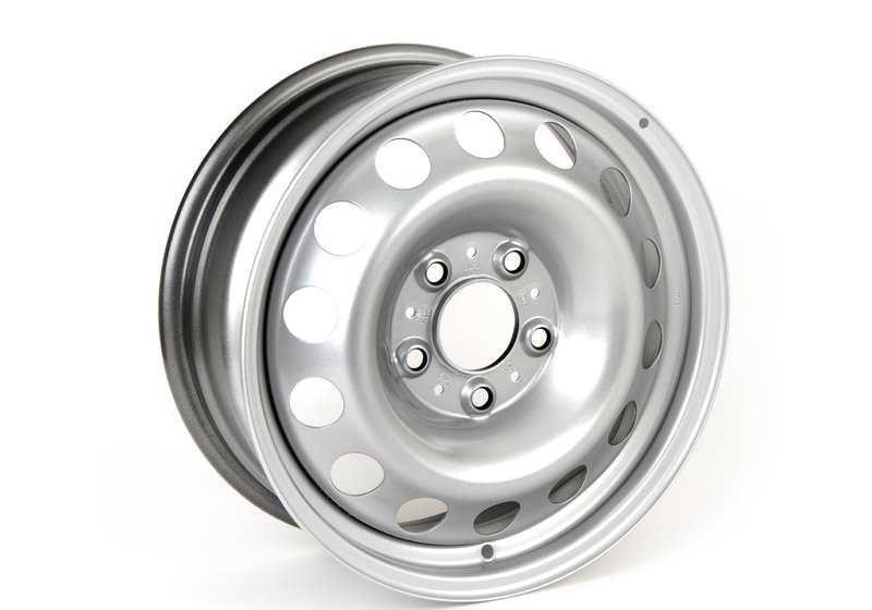 Llanta de acero estilo 12 OEM 36109803650 para MINI R60 y R61 (Cooper, Cooper ALL4, Cooper D) desde 2010 hasta 2016. Ideal como rueda de repuesto o invierno. Original MINI y BMW.