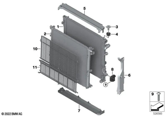 Radiador de refrigerante para BMW X5 G05N, XM G09 (OEM 17115A352A9). BMW original