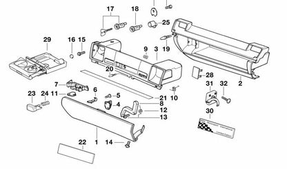 Palanca de apertura guantera OEM 51168122465 para BMW E36. Original BMW.